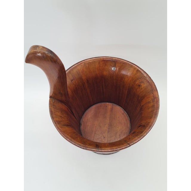 1970s Mid-Century Rustic Folk Wooden Bucket or Vessel with Handle, 1960s For Sale - Image 5 of 9
