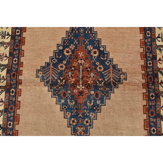 1990s Gabbeh Rug 4’1” X 6’6” Beige Wool Vintage Tribal Hand-Knotted Oriental Carpet For Sale - Image 5 of 13