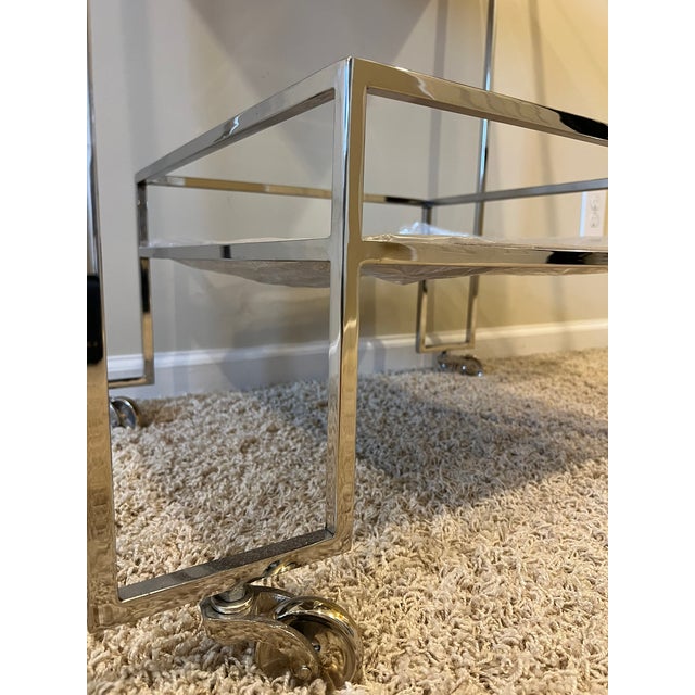 Naya Polished Chrome Bar Cart With Smoke Acrylic Shelves For Sale - Image 9 of 18