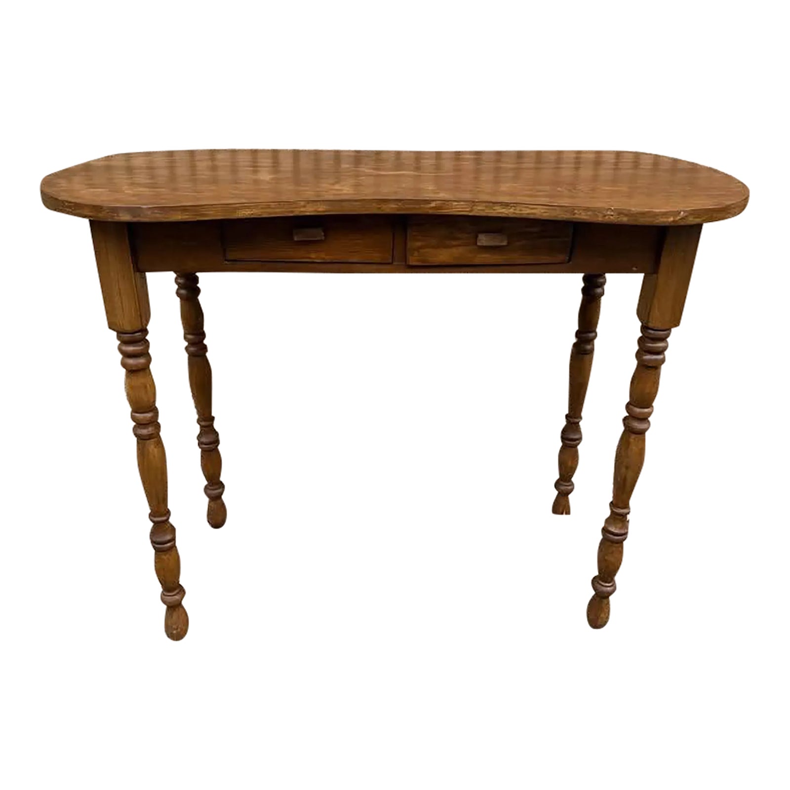 Vintage Tiger Oak Kidney Shaped Side Table Dressing Table / Vanity