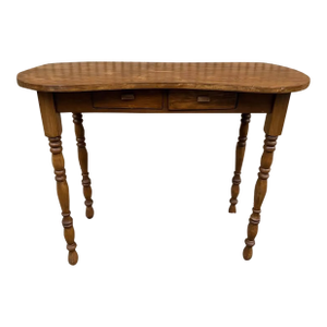 Vintage Tiger Oak Kidney Shaped Side Table Dressing Table / Vanity
