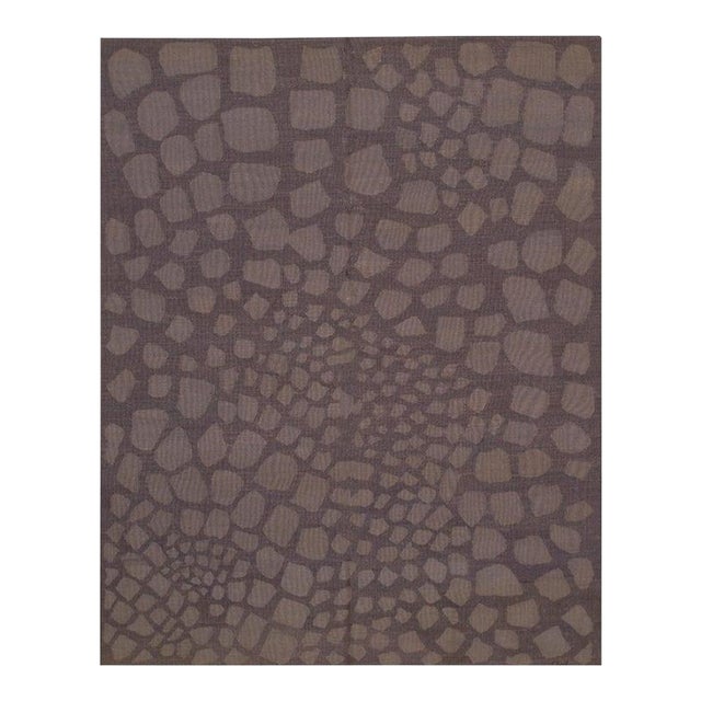 6x8 Purple Flat Weave Wool Organic Pebble Weave Geometric Modern Carpet Rug For Sale