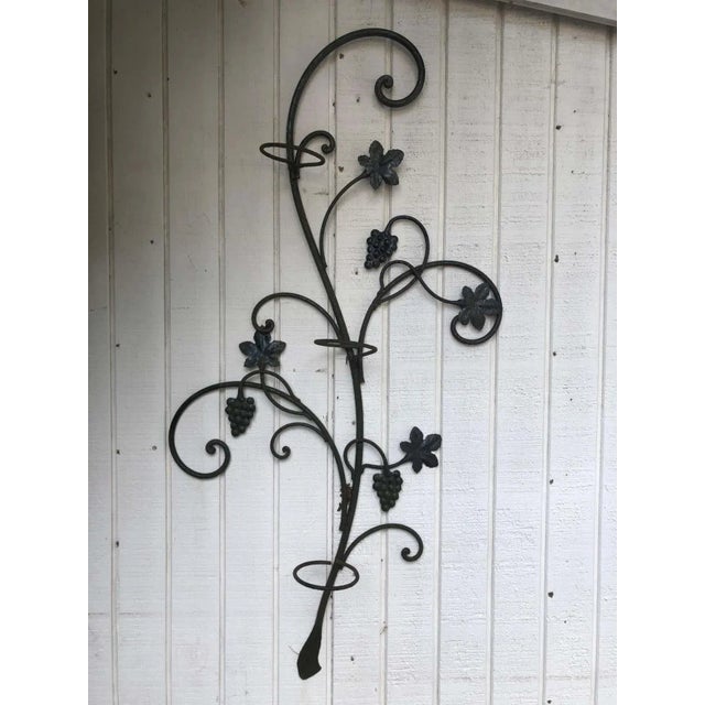 French Country Wrought Iron Floral Garden Wall Decor For Sale - Image 3 of 11