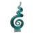 Exquisite Murano Italy Teal Art Glass Swirl Sculpture For Sale