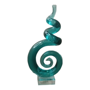 Exquisite Murano Italy Teal Art Glass Swirl Sculpture