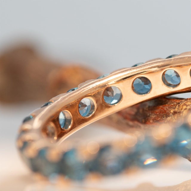 Metal 2.8Ct London Blue Topaz Band Ring in Solid 14k Gold - Fine Jewelry for Women, Size 6.75 For Sale - Image 7 of 7