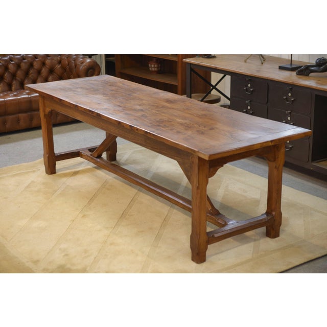 Large Elm Farmhouse Table, 1950s For Sale - Image 10 of 15
