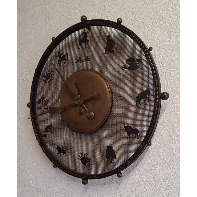 Mid-Century Modern Mid-Century German Zodiac Sign Wall Clock by Mauthe, 1950s For Sale - Image 3 of 6
