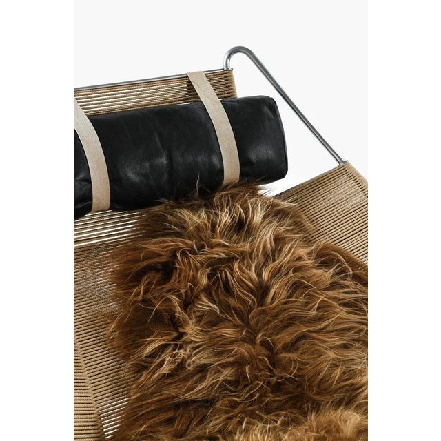 Metal Lounge Chair in Metal and Sheepskin attributed to Hans J. Wegner, 1960s For Sale - Image 7 of 9