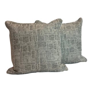 Custom Textured Grey Pair of Pillows For Sale