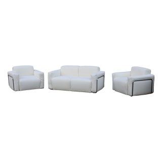 Sofa and Chairs with Chromed Metal Frame, 1970, Set of 3 For Sale