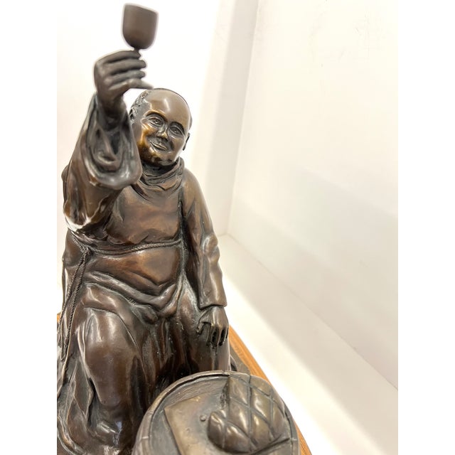 Vintage Bronze Monk Sculpture on a Wooden Base - Signed L Unnasch 3/15 1979 For Sale In Detroit - Image 6 of 10