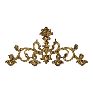 Vintage Brass Wall Mount Coat Rack 4 Large Hooks