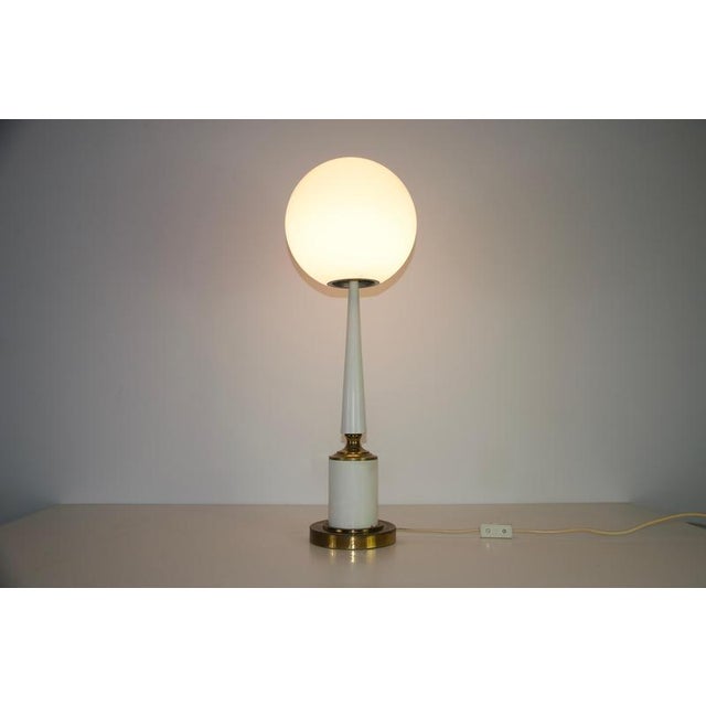 Vintage Italian Table Lamp in White Metal and Opal Glass, 1960s For Sale - Image 3 of 15