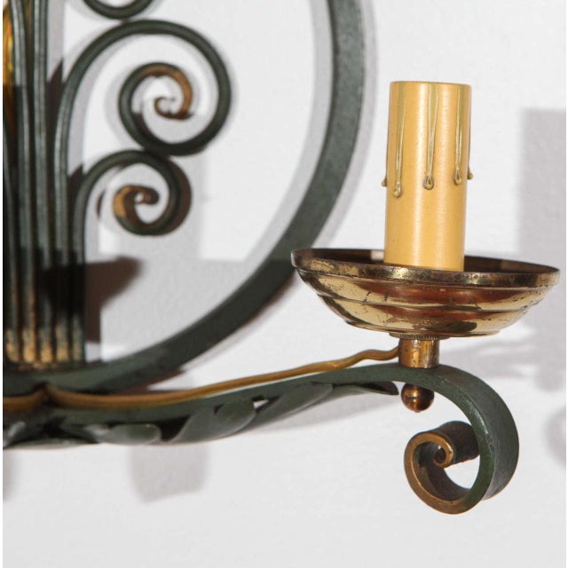 1940s 1940s French Moderne Double Candelabra Sconces - a Pair For Sale - Image 5 of 9