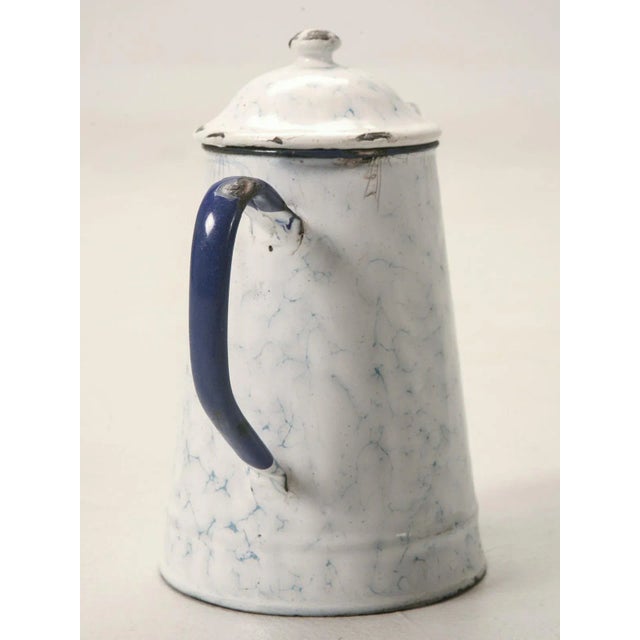 Cabin Vintage Blue Enamelware Coffee Pot For Sale - Image 3 of 10