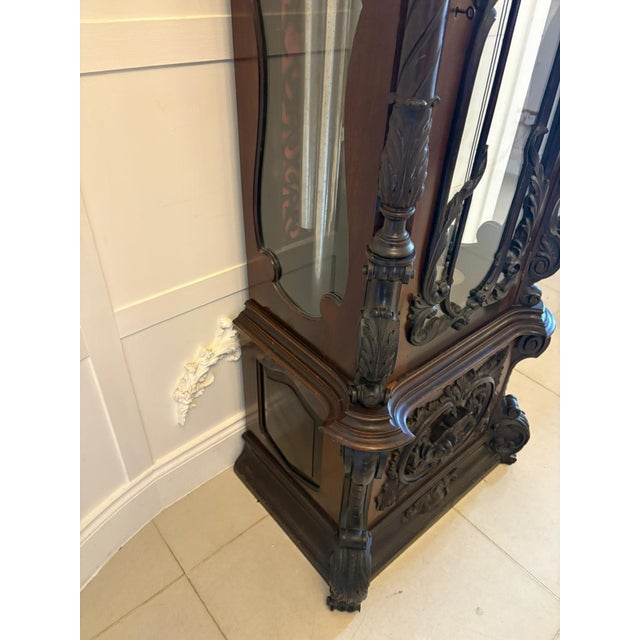 Black Antique Carved Mahogany 9-Tube Chiming Longcase Clock, 1880 For Sale - Image 8 of 18