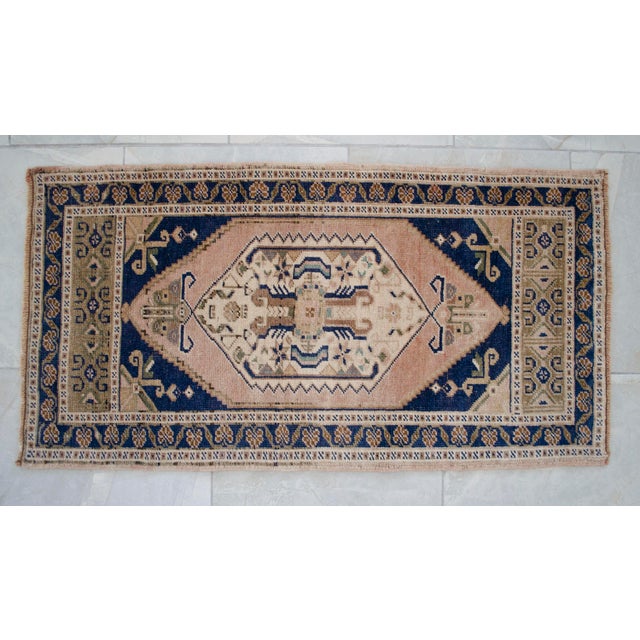 1970s Vintage Turkish Rug Hand Made Small Rug Doormat -1′9″ × 3′4″ For Sale - Image 11 of 12