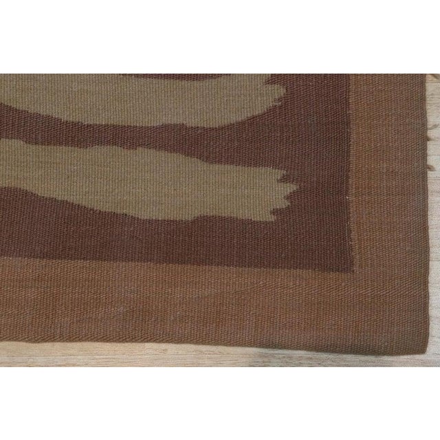 Mid-Century Modern Beige Abstract Modern Flatweave Wool Rug 6x8 For Sale - Image 3 of 4