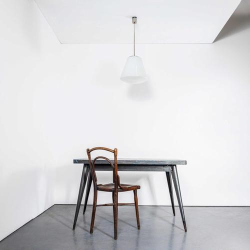 Large Mouth Blown Opaline Bell Pendant Lamp, 1950s For Sale - Image 3 of 9