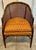 Mid 20th Century Faux Bamboo and Cane Barrel Chairs With Blockprint Upholstery - Set of 4 For Sale - Image 9 of 12