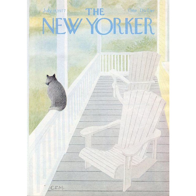 Original vintage New Yorker magazine cover dated July 18, 1977 featuring a Cat theme. Cover illustration by Charles Martin...