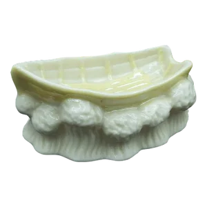 Vintage Belleek Row Boat Trinket Dish Ash Tray Salt Cellar 1965-1980 Green Mark