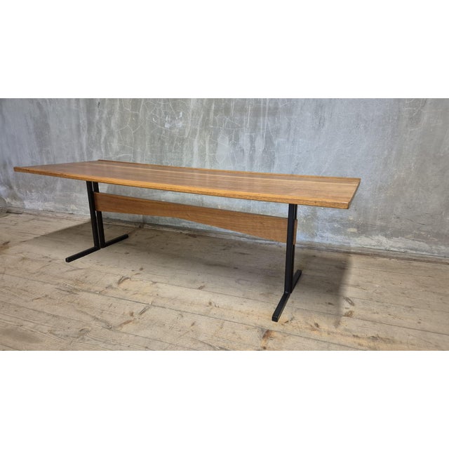 Vintage Rectangular Coffee Table with Wooden Top and Black Metal Base, 1960s For Sale - Image 9 of 11