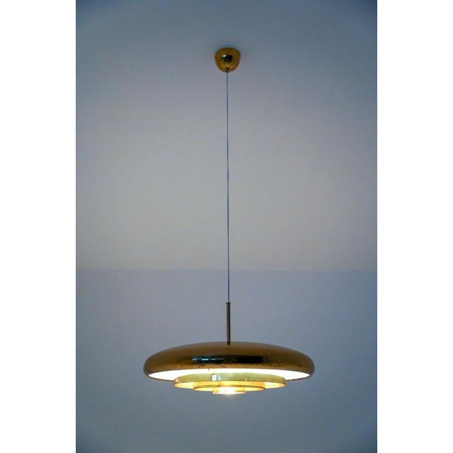 Gold Brass Pendant attributed to Eje Ahlgren for Bergboms, Sweden, 1960s For Sale - Image 8 of 15