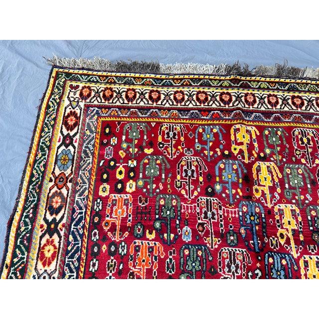 Red Shiraz Boteh Hand-Knotted Wool Rug - 8'1" X 5'6" For Sale - Image 10 of 12
