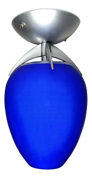 Ceiling Light in Opaline Cobalt Blue Glass, 1980s