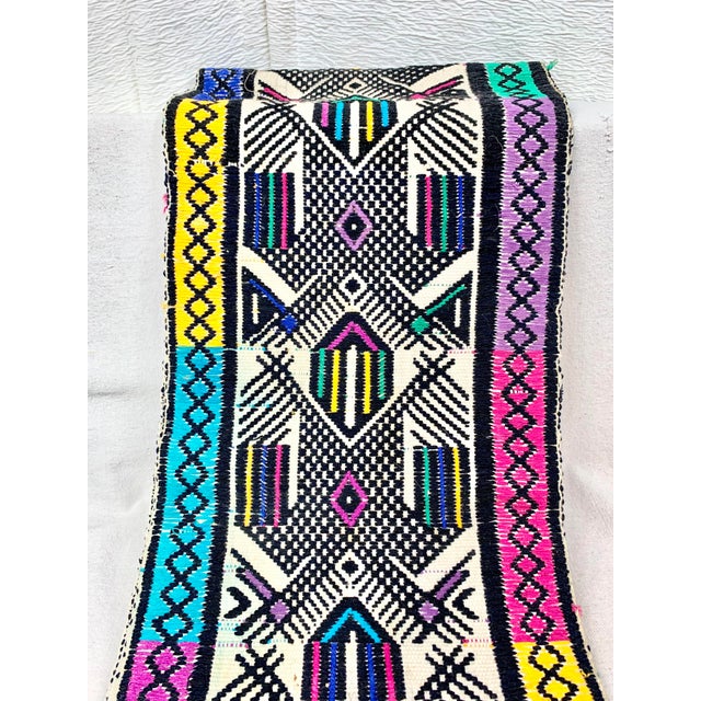 Black Vintage Embroidered Folk Art Style Table Runner For Sale - Image 8 of 11