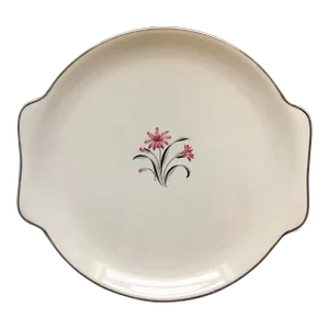 Vintage Pink Floral Handled Serving Platter