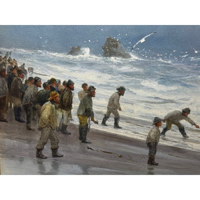 Large Gilt Framed Victorian Painting High Tide Off Trebarwith Strand Beach Dramatic Cornish Shipwreck by Charles Sim Mottram Rba, c.1894 For Sale - Image 11 of 18