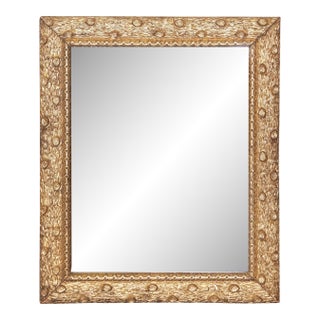 French 1920s Giltwood Rectangular Mirror with Carved Faux-Bois Décor For Sale