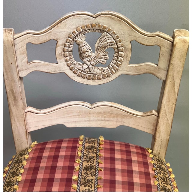 Country French Rooster Ladderback Barstools - A Pair For Sale In New York - Image 6 of 10