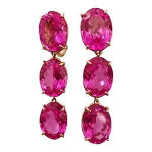 Christina Addison 18kt Gold Three Stone Drop Earring With Pink Topaz - a Pair