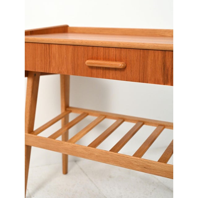 Wood Scandinavian Bedside Table with Drawer and Magazine Rack, 1950s For Sale - Image 7 of 10