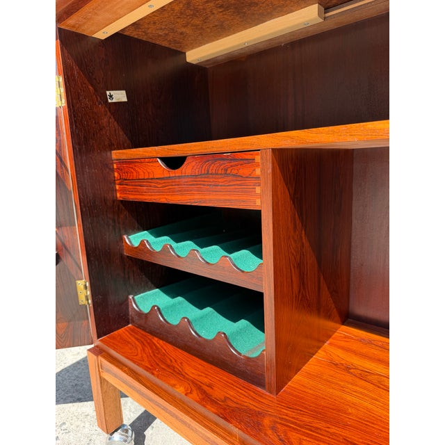 Mid-Century Modern 1960s Norwegian Rosewood Dry Bar & Rolling Server by Bruksbo For Sale - Image 3 of 11