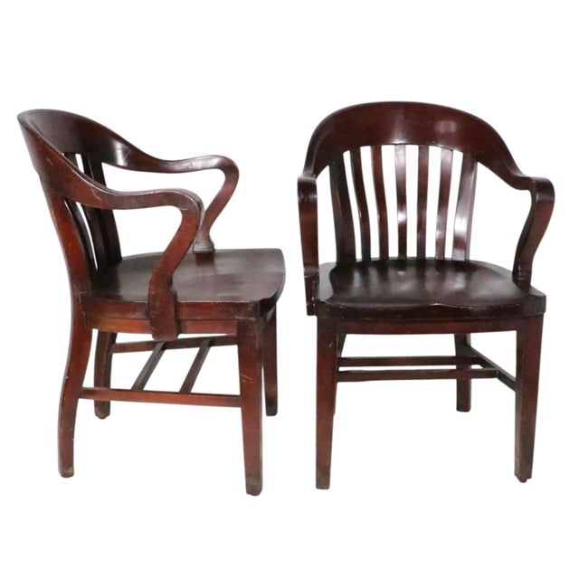 Pr. Vintage Bank of England Jury Chairs by the Marble & Shattuck Furniture Company For Sale - Image 10 of 18