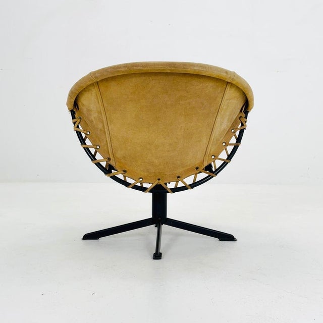 Mid-Century Modern Suede Lounge Chair with Black Iron Frame, Germany, 1960s For Sale - Image 4 of 11