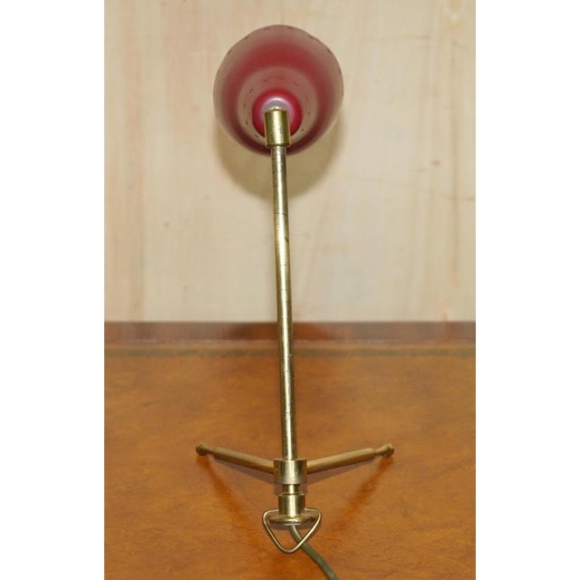 Mid-Century Modern Table Lamp with Red Original Shade from Boris Lacroix, 1950s For Sale - Image 14 of 16