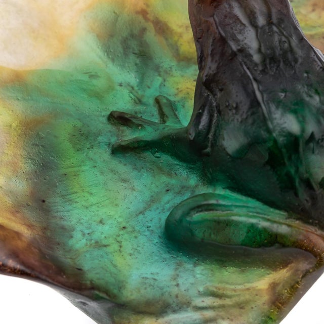 Vintage French La Pâte De Verre Large Frog on Lily Pad from Daum, 1960s For Sale - Image 15 of 18