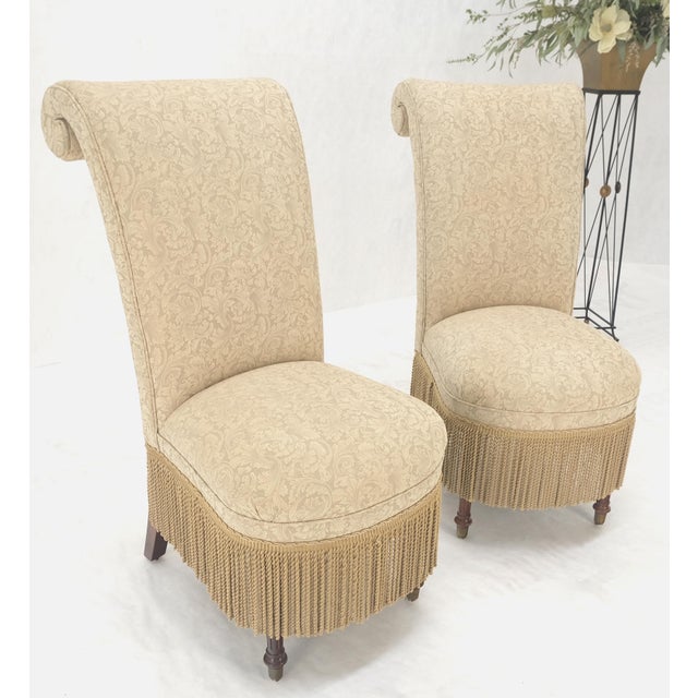 Mid 20th Century Pair Decorative Turned Mahogany Legs Tassels Decorated Fireside Slip Chair MINT! For Sale - Image 5 of 14