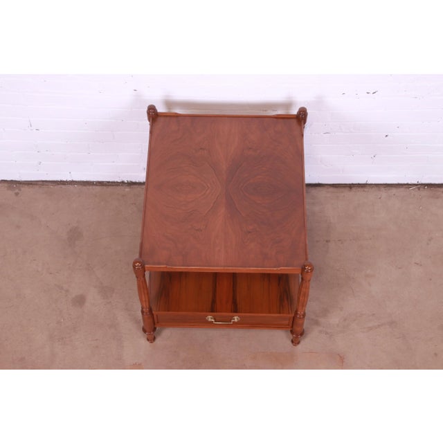 Wood Baker Furniture French Regency Louis XVI Walnut Two-Tier Nightstand or Side Table, Newly Refinished For Sale - Image 7 of 13