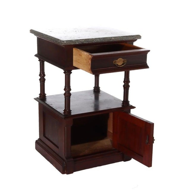 Antique Rennaisance Revival Walnut & Burl Marble Top Commode Circa 1890 For Sale - Image 10 of 17