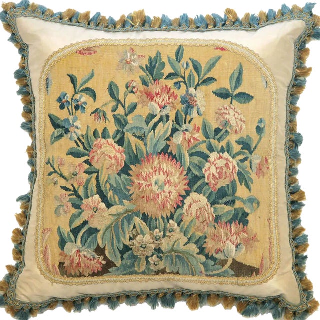 19th Century French Aubusson Pillow For Sale