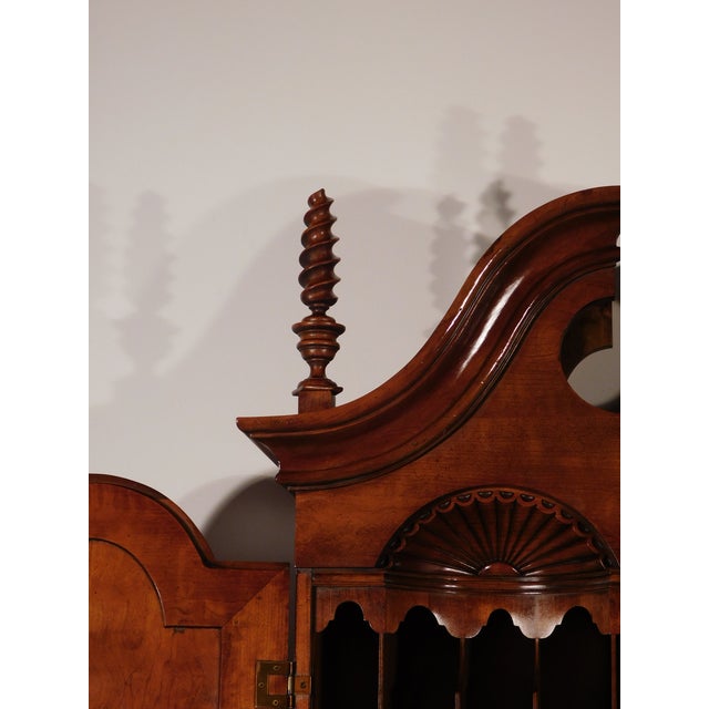 1990s Rare Antique Wright Table Co. Tiger Maple Cherry Pine Chippendale Secretary Desk For Sale - Image 5 of 18