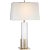 Thomas O'Brien for Visual Comfort Signature Gironde Large Table Lamp in Crystal & Hand-Rubbed Antique Brass with Linen Shade For Sale