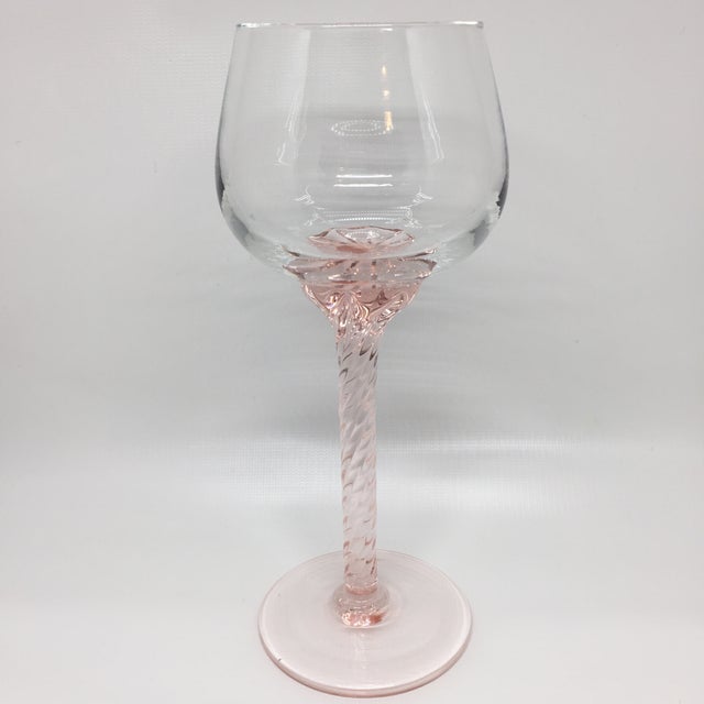 Vintage Twisted Blush Stem Wine Glasses Set of 4 Chairish